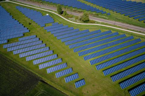 view of solar panels from above