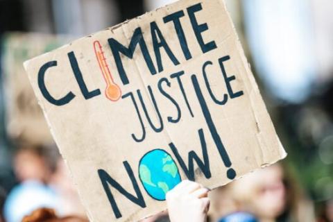 Climate justice sign