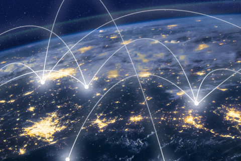 view of earth showing lights at night
