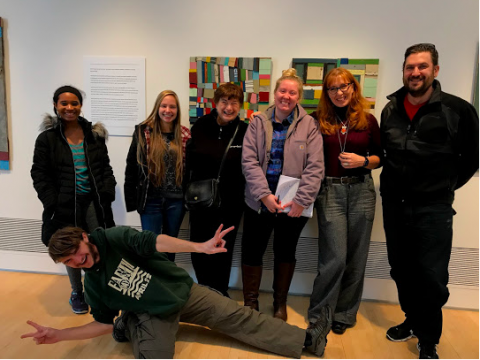 Nancy Lee Wood (center) and students