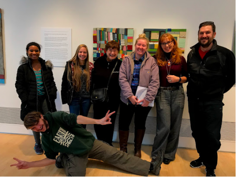 Nancy Lee Wood (center) and students 