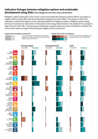 Graphs showing linkages between mitigation options and sustainable development 
