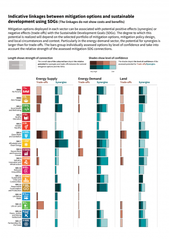 Graphs showing linkages between mitigation options and sustainable development