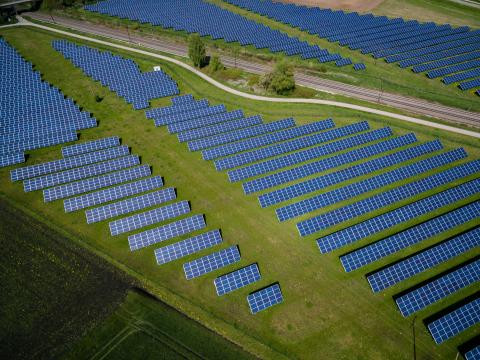 view of solar panels from above