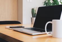 desk with computer